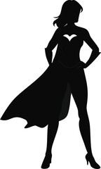 Woman Wearing A Superhero Cape Silhouette