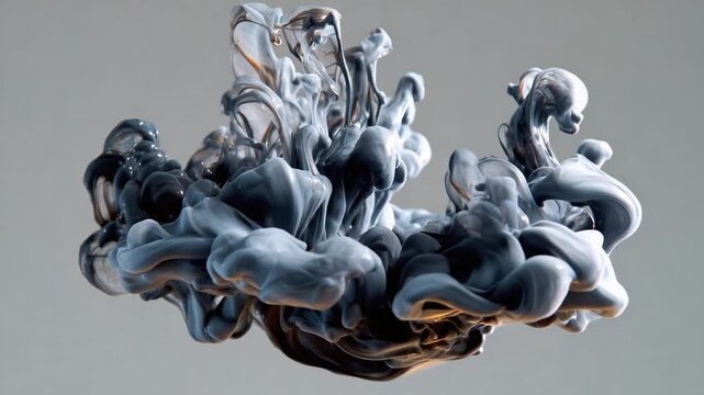 Ink Symphony: Swirling in a vibrant dance, shades of ink create an abstract display of form and movement, a testament to fluid artistry and the unpredictable beauty of color.