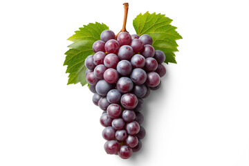Fototapeta premium Grape with green leaf isolated on white and transparent background