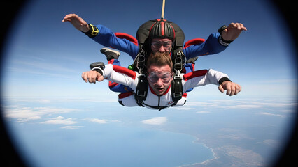 Skydivers Enjoying Freefall Over Clouds