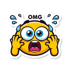 Naklejka premium Laughing, Funny, Sticker, Illustration, Humor, Joy, Tears, Character, Cartoon, Mascot, Happy, Hilarious, Joke, Smile, Laughter, Expression, Face, Emotional, Comedy, Fun, Yellow, Red, Hair, Blue, Appar