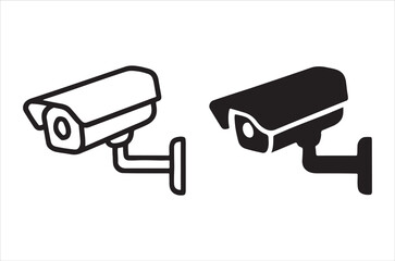 Two black and white security camera icons side by side in a simple style
