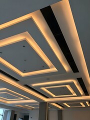 Obraz premium Modern ceiling design with recessed lighting for interior elegance