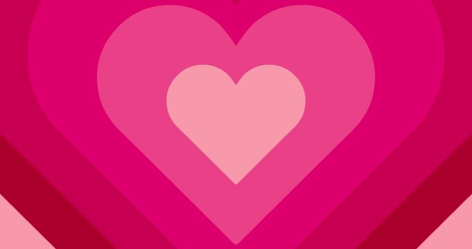 Valentine's Day card with hearts and French text "Je t'aime" with sans serif light typography. On moving hypnotic Hearts background. Seamless Psychedelic hearts for Valentines day concept. 