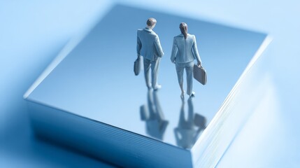 Fototapeta premium The miniature figurine motif, emphasizing partnership and professional journeying.