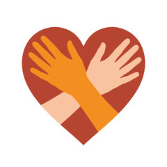 Obraz premium An illustration of two hands inside a heart symbolizing love and care