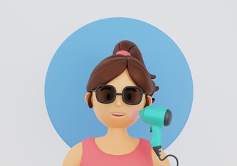 A 3D illustration of a young woman undergoing laser facial rejuvenation. Conceptually related to skin care procedures, anti-aging therapy, skin rejuvenation, self-care, and cosmetic procedures.
