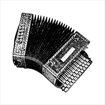Vintage Button Accordion Illustration