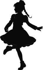 Girl Dancing An Irish Jig In A Traditional Dress Silhouette