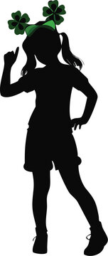 Girl Wearing A Headband With Shamrock Boppers Silhouette