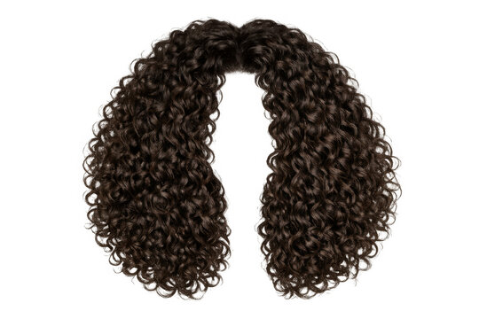 Voluminous rich dark brown curly hair texture, natural afro wigs, ringlets, creating various hairstyles, transparent background