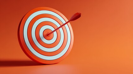 An archery target with a single red arrow that hits the dead center. A metaphor for precision, goal achievement, and maintaining focus on the core aim as the team progresses.