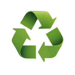 Fototapeta premium A green three-arrow recycling symbol with a subtle 3D effect on a black background arrows cycle