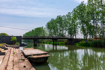 wooden bridge over the river