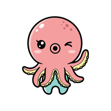 Cute Octopus Vector Illustration