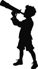 Silhouette Of A Boy Looking Through A Telescope For Leprechauns