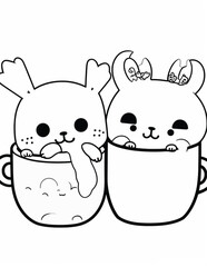 Fototapeta premium Cozy Friend's Cute & Comfy Coloring Pages For Kids