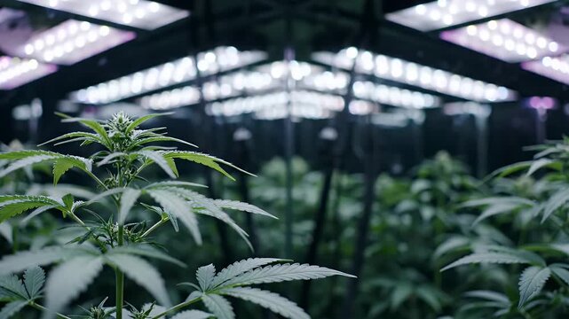 Observing Indoor Greenhouse Plants Growing Under LED Lighting