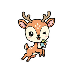 Cute Running Deer Illustration