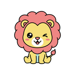 Fototapeta premium Cute Cartoon Lion Vector Illustration