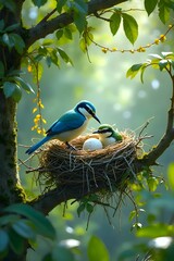 blue tit in the nest