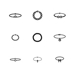 Bracelet and Wrist Jewelry Silhouette Vector Icon Set