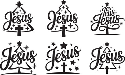 Obraz premium Jesus logo calligraphy lettering christian religious elements for church logo emblem religious design
