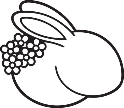Simple bunny outline silhouette berries decoration cute animal silhouette illustration cute animal art