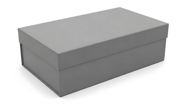 Gray rectangular shoe box with lid closed