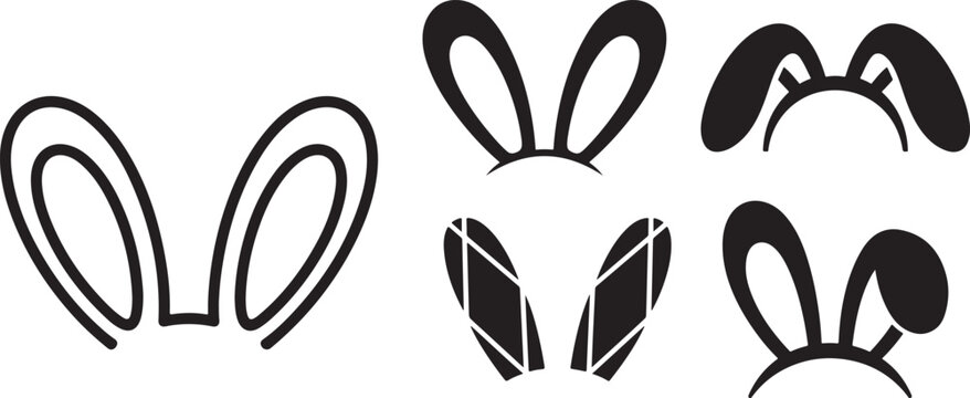 Set of rabbit ears, bunny ears, animal ears, happy ears, funny ears, decoration, ears on, ear collection