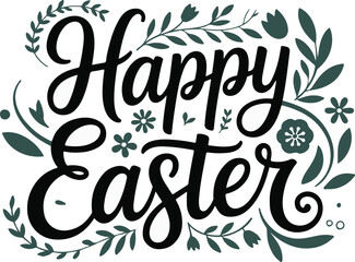 Happy greeting lettering sign floral elements spring season decoration celebration