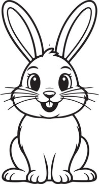 Simple outline of cute bunny on transparent backdrop illustration exactly 100 letters