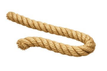 Fototapeta premium Thick brown natural fiber rope forming a curve, symbolizing strength, connection, and security on a transparent background