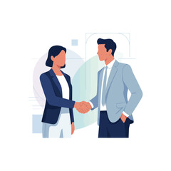 Fototapeta premium Two business people shaking hands in a setting handshake