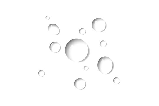 Realistic transparent dew, water drops, droplet, spritz or water-drop overlay top view with glossy crystal clarity fresh purity liquid texture on PNG background