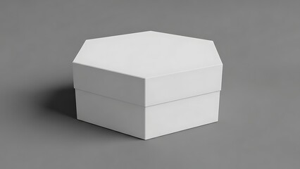 Naklejka premium White Shoe Box with Hinged Lid on Gray Background packaging storage