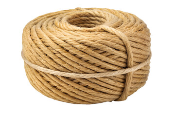 Obraz premium Natural Jute Rope Coil Bundle Isolated on Transparent White Background