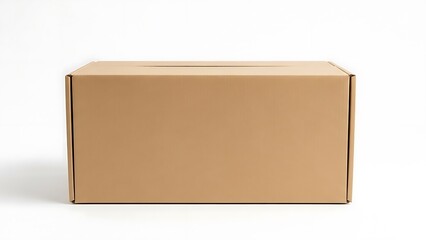 Brown cardboard box on white background closed box packaging 3 shipping box plain box