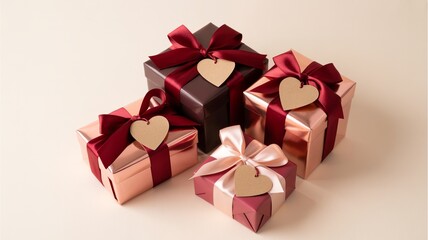 Valentine gift box with ribbon and heart tag, Valentine gift box with ribbon and heart tag romantic, Valentine gift box with ribbon and heart tag luxury