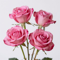 Obraz premium Pink rose flowers isolated on a white background illustration