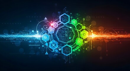 Fototapeta premium Abstract digital technology illustration with futuristic design