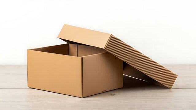 Open brown cardboard shoe box on wooden floor cardboard box open box brown box corrugated cardboard