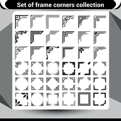 Collection of Stylized Black Corners for Decorative Borders and Frames