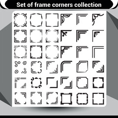 Set of Various Black Corner Designs for Elegant Photo and Document Framing