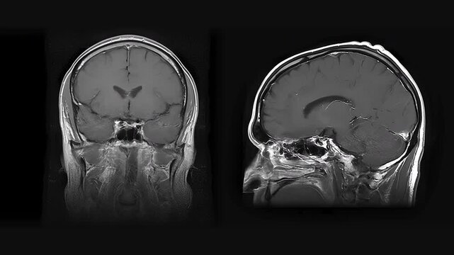 Neuroimaging Data in MRI Brain Slices. MRI scanning with spatial layer analysis in brain research demonstrates the technology's high effectiveness in detecting abnormalities associated with cognitive 