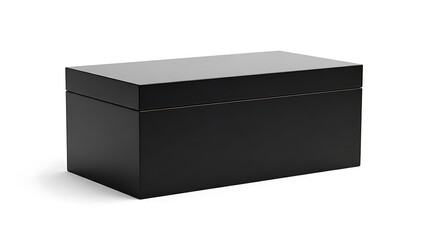 Fototapeta premium Black rectangular box with lid black box closed box matte box