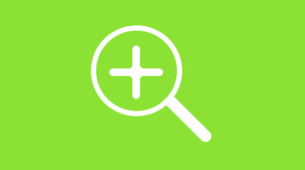 Obraz premium A magnifying glass icon with a plus sign on a green background for search and zoom