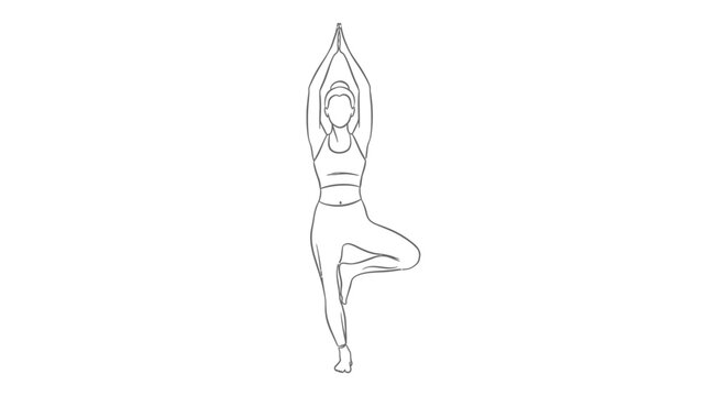 female yoga practitioner balancing in tree pose an essential yoga asana for strength flexibility and promoting mental well-being and health concepts.
