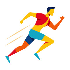 Fototapeta premium Dynamic runner in flat design style