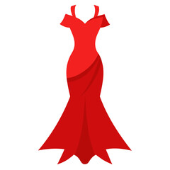 Elegant red evening gown illustration © zohora